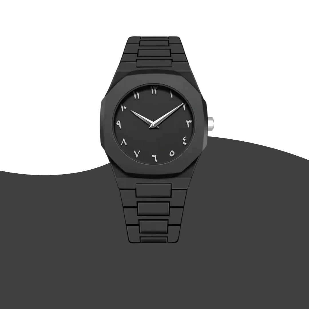 Black Aura Quartz Watch Arabic Dial Watch for Men | Luxury Black Aura Watch for Men