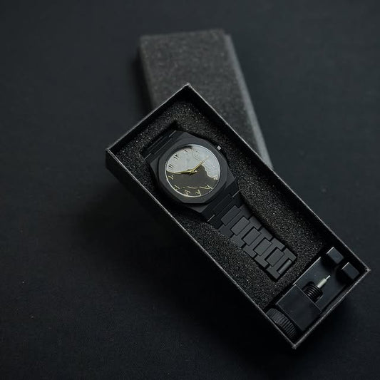 Black Aura Quartz Watch Arabic Dial Watch for Men | Luxury Black Aura Watch for Men